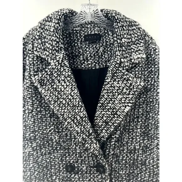 Hatch Maternity Black White Boucle Long Sleeve Double Breasted Jacket Coat 6/8 - Picture 3 of 6